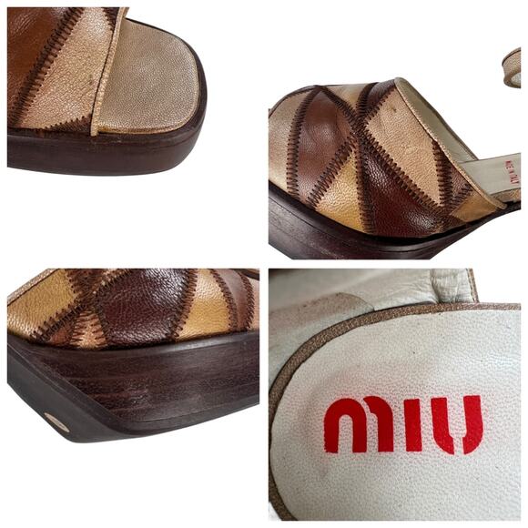 Miu Miu Leather Patchwork Block Heels - Picture 8 of 8